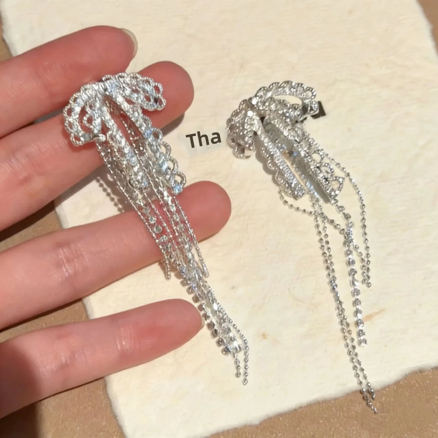 Korean Style Sweet Lace Bow Tassel Drop Earrings Elegant Fashion Design Ethereal Dangling Earrings for Women
