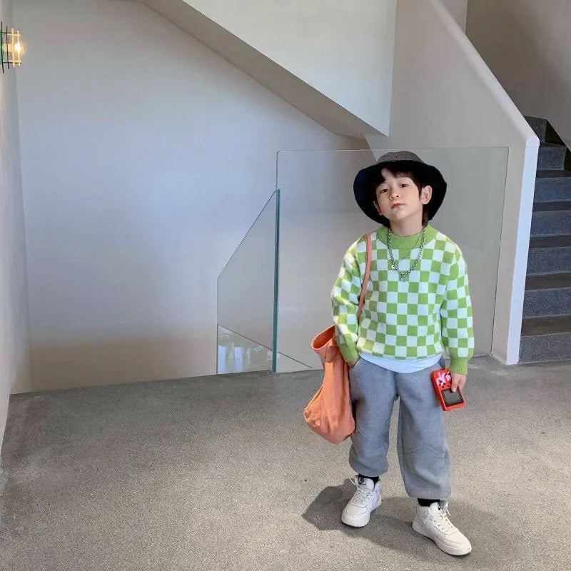 2021 Winter Kids Baby Girls Boys Autumn Winter Full Sleeve Solid Knitted Outwear Coat Ins Style Children Girls Cardigan Sweater