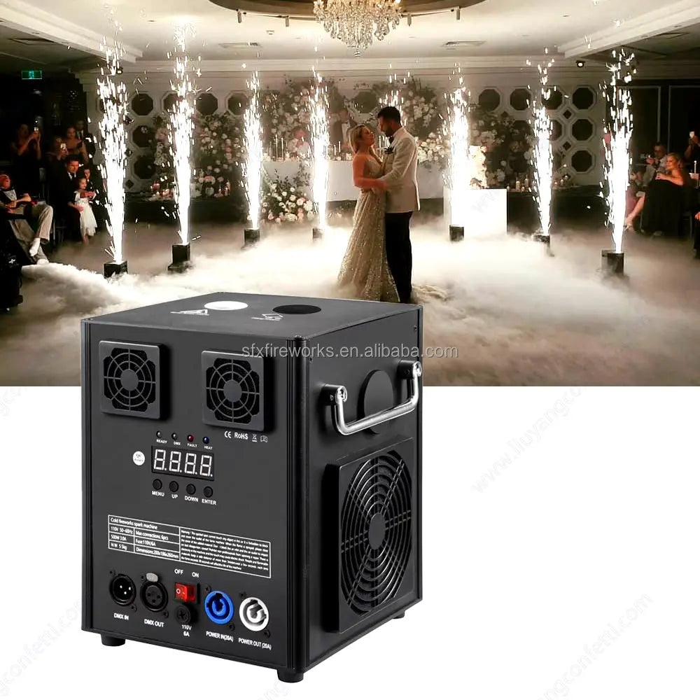 600W Wireless Remote Controlled DMX512 Cold Spark Effect Machine Electronic Dry Ice Fireworks Sparkler for Weddings and Events