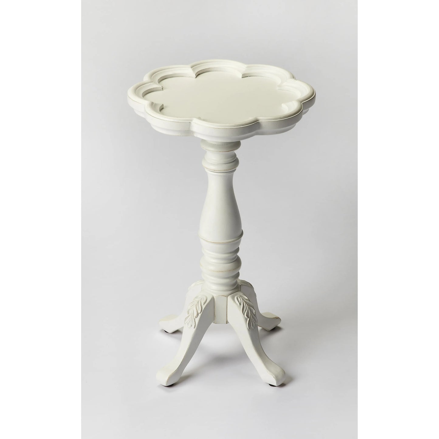 HMS 20\" Cottage White Wood Floral Top End Table for Living Room Furniture