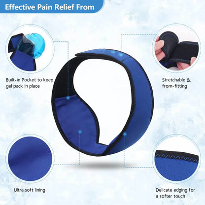 Face Ice Pack Wrap for TMJ Wisdom Teeth with 4 Reusable Hot Cold Therapy Gel Packs