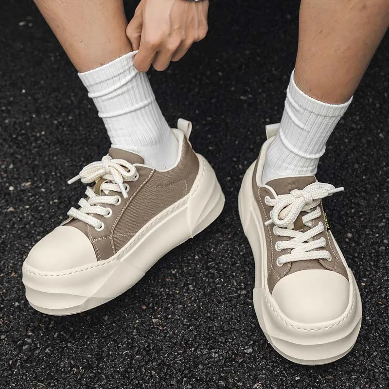Empire Pipe Men's Chunky Sneakers Toe Mesh Upper Breathable Platform Lace-up Casual Shoes Summer Style Rubber Outsole Shoe