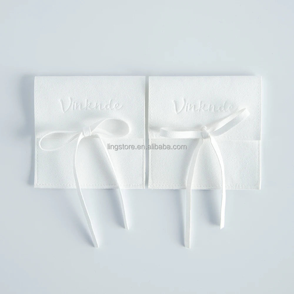 Wholesale 8*8cm Cream Luxury Microfiber Soft Packaging Bag Custom Unique Design with High Quality Logo for Jewelry Container