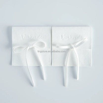 Wholesale 8*8cm Cream Luxury Microfiber Soft Packaging Bag Custom Unique Design with High Quality Logo for Jewelry Container