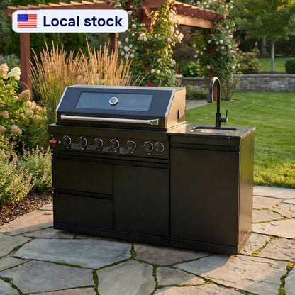USA Local Stock Wholesale SS304 Modular Outdoor Kitchen 6 Burner Grill BBQ Cabinets Island for Backyard Cooking