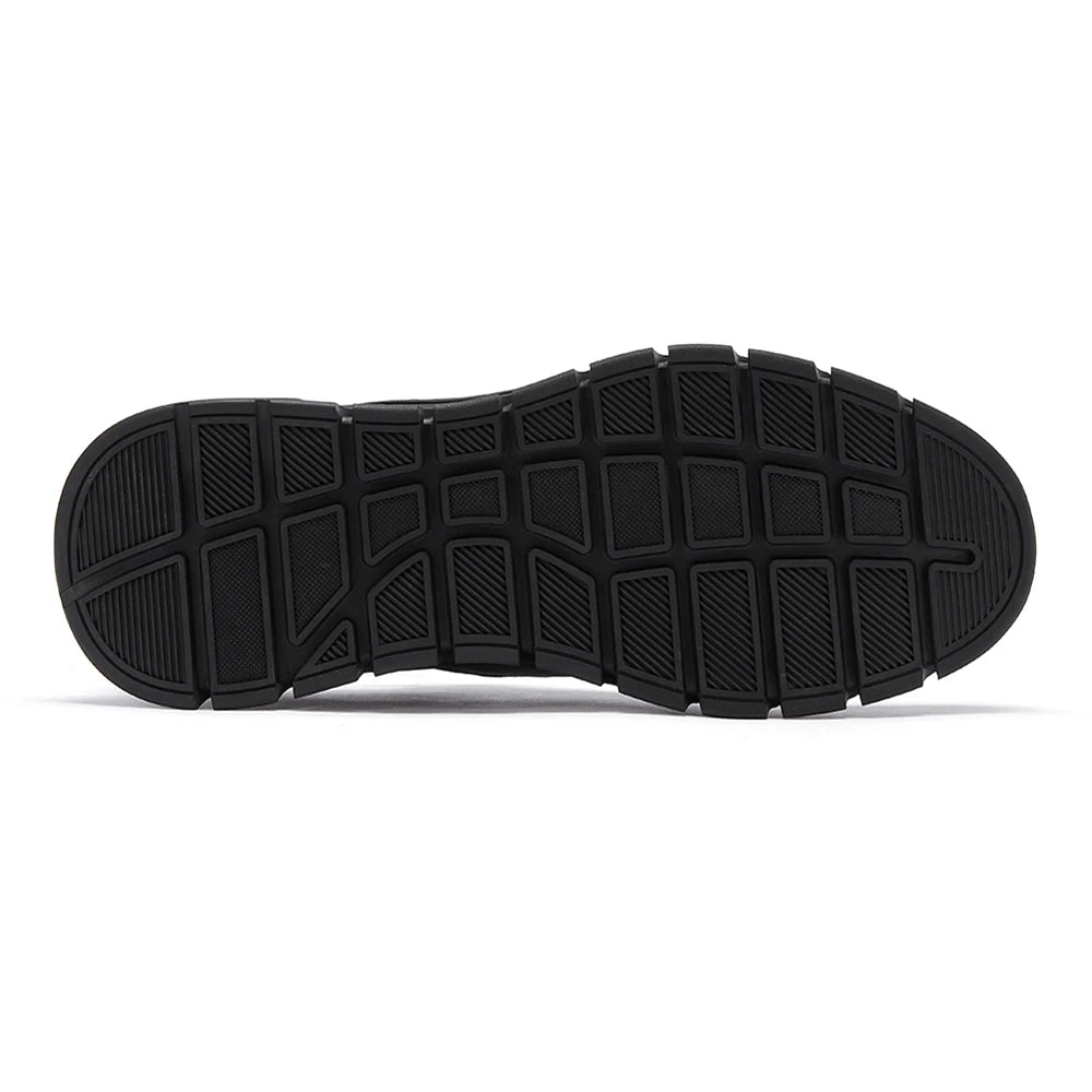 Black Casual Sneakers for Men Versatile Walking Style Running Shoes Stock with Full Grain Leather for Autumn Winter Formal Wear