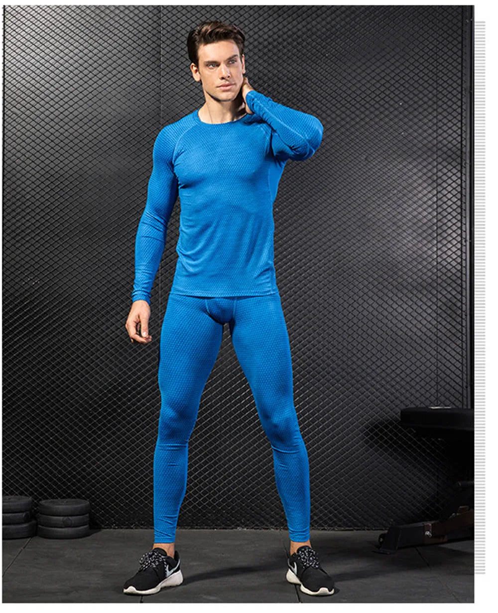 Men's Thermal Underwear Set MMA Tactics Leggings Solid Color Costume Compress Fitness Long Johns Men Winter Brands  Men