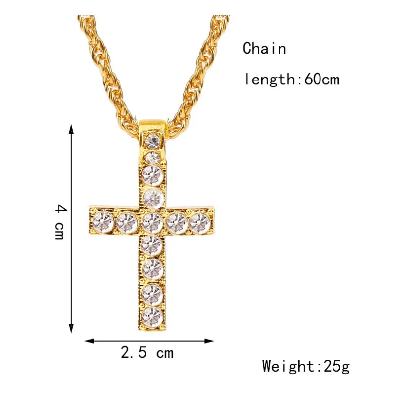 FCJ Punk Hip-hop Cross Pendant Necklace with Titanium Box Chain Geometric Pattern Trendy Style for Women and Men for Gift