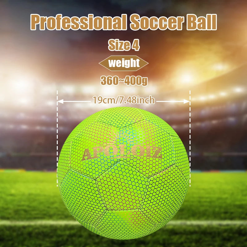 Custom Holographic Soccer Ball Luminous Light Football Glowing in the Dark Soccer Ball  Size 4 5 PU Football for Sport Training