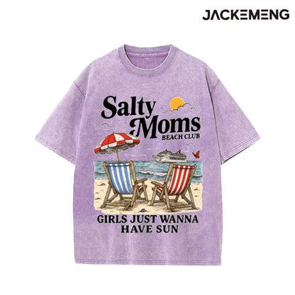 Oversized Vintage Beach Streetwear Print Tshirt USA Stock Wholesale Y2K Casual Tee
