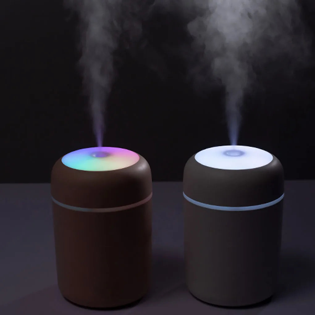 Multi-Function Car-Mounted Ultrasonic Humidifier with RGB Ambient Lighting and 300ml Aromatherapy Diffuser for Compact Spaces