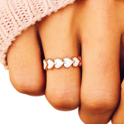 F1575 Rose Gold Plated Heart Ring For Women Cute Daily Jewelry Valentines Day Gift Alloy Fashion Ring Size 6