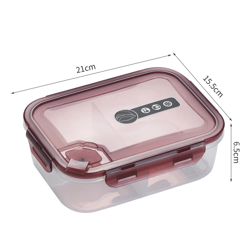 School Office Reusable Microwaveable Meal Prep Food Storage Container BPA-free PP 3 Compartment Simple Plastic Bento Lunch Box