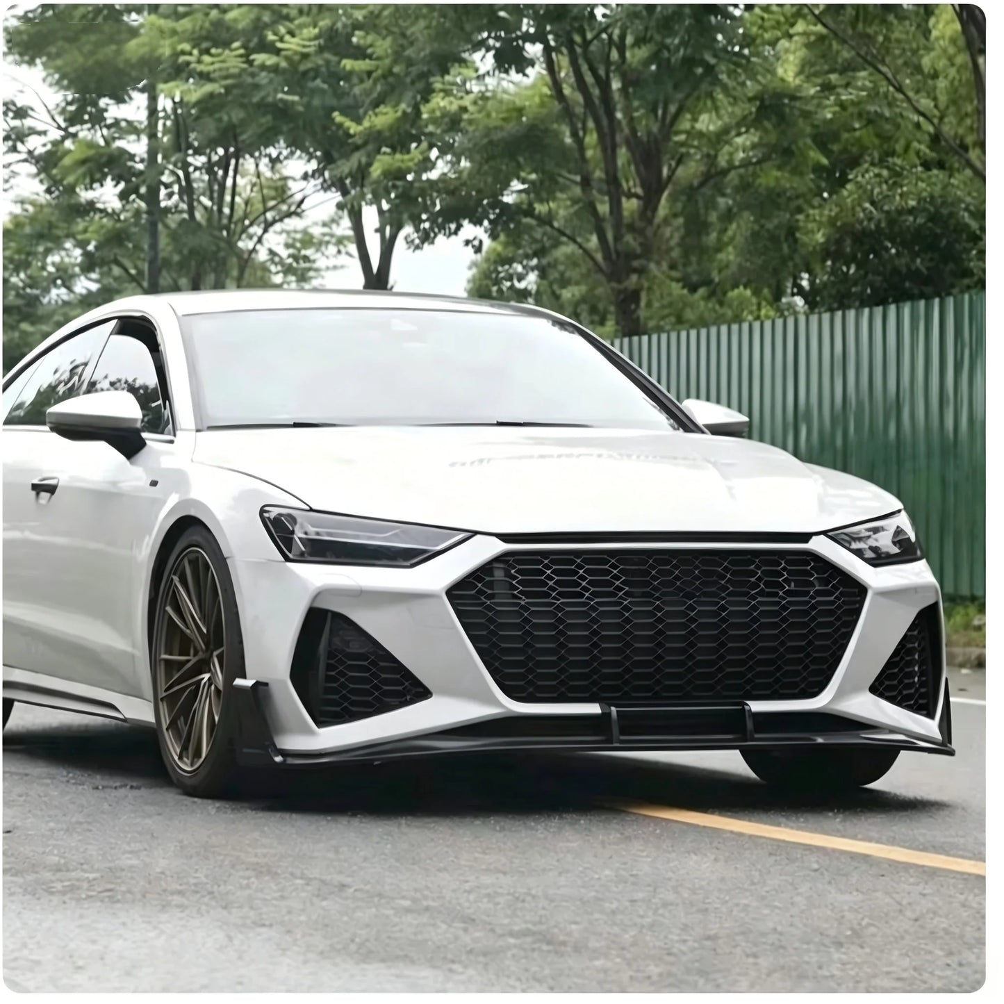 For Audi A7 S7 2019-2025 RS7 Style Front Bumper Kit with Honeycomb Grille C8 4K8 Bodykit Car Upgrade Aftermarket Parts