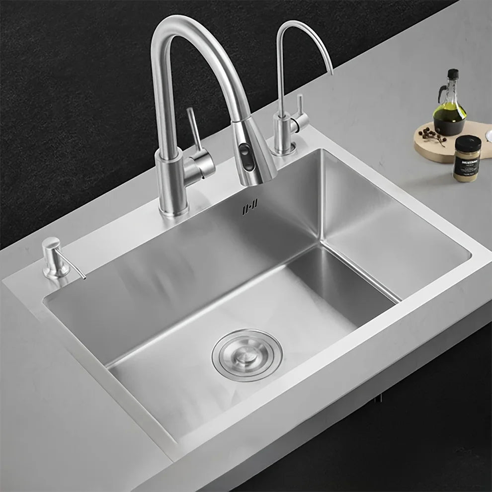 Wholesale Handmade Stainless Steel Kitchen Sink Anti-overflow Design Rectangle Single Bowl Kitchen Sink