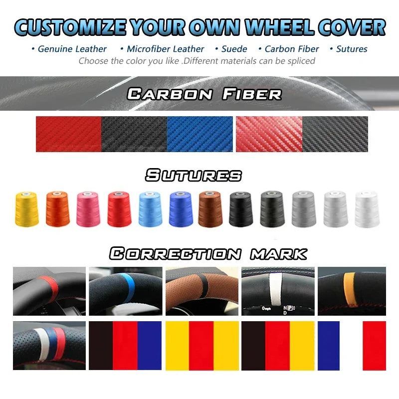 Custom Car Steering Wheel Cover for Honda Fit City 2009-2013 Jazz 2009-2013 Insight 2010 2011 2012 2013 2014 Interior
