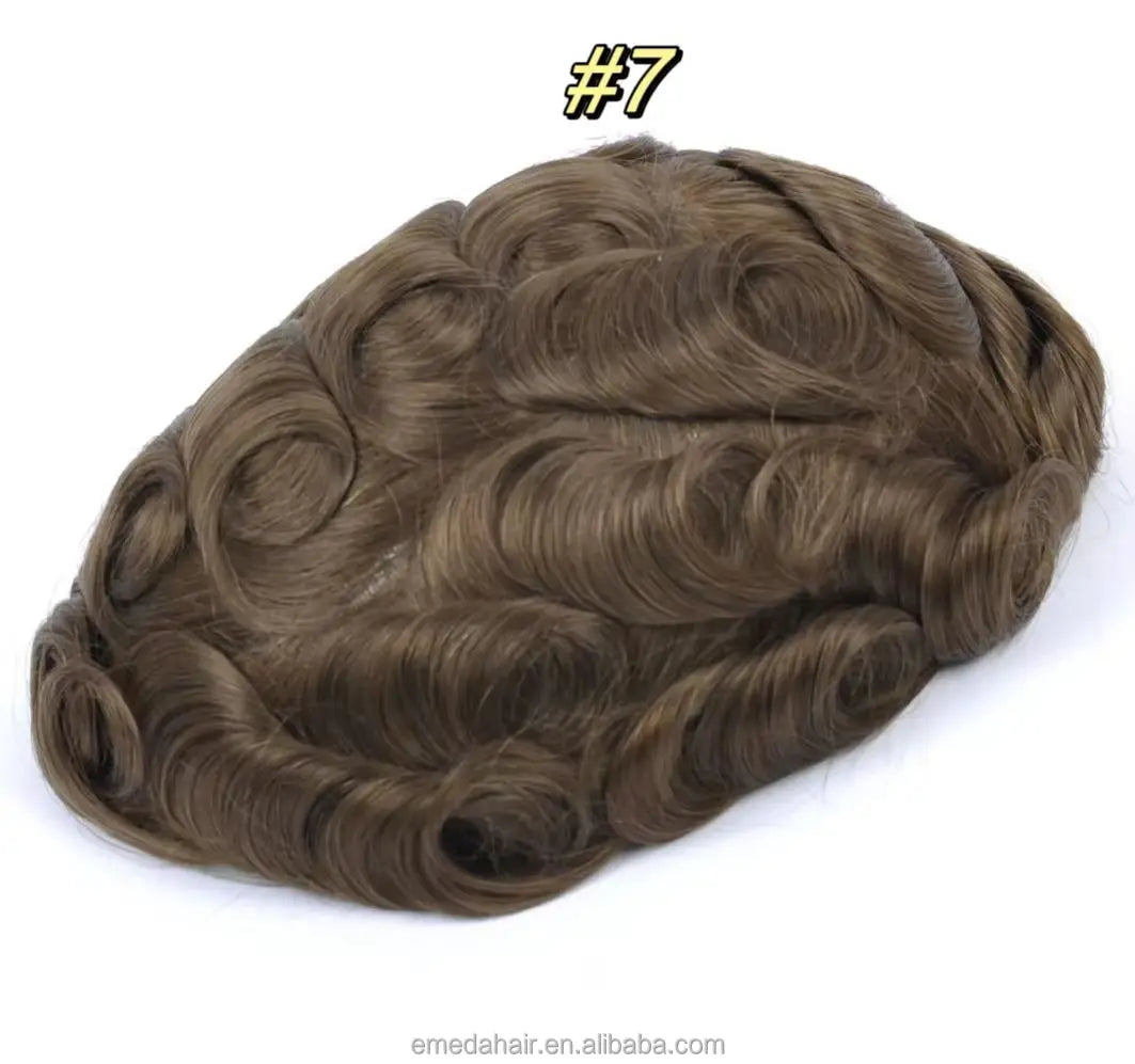 Wholesale Bleached Knot Swiss Full Lace Hair Replacement System Men's Toupee Indian Remy Human Hair Piece for Men Toupees