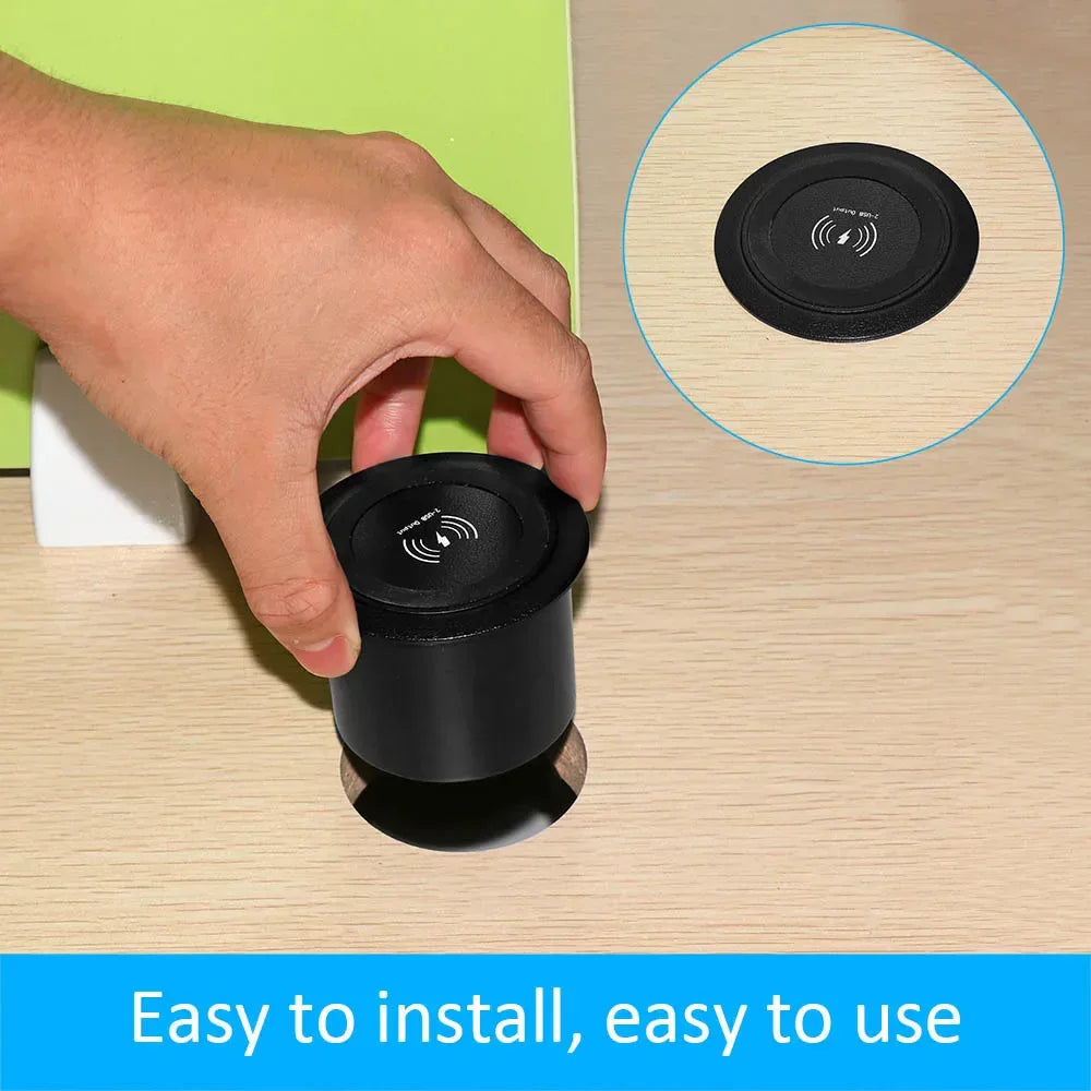 Fast Wireless Charger Pop-up Desktop Embedded Fast Wireless Charger With USB Port 30W Universal For Iphone Xiaomi Smartphone