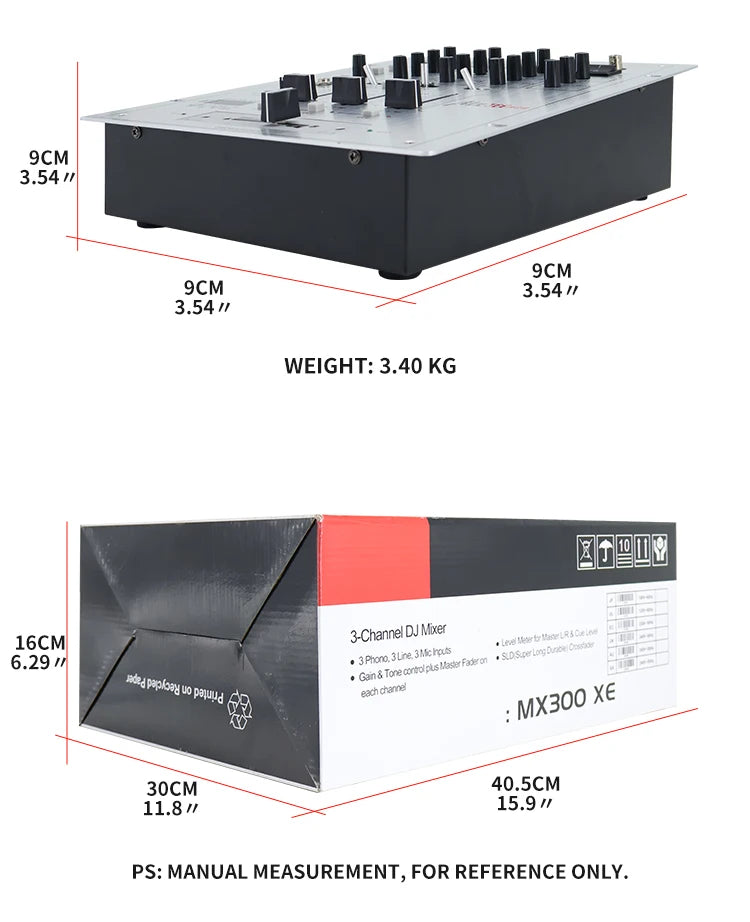 MX300 USB Professional DJ Player Mixer With EQ Scratch-proof DJ Mixer Console Replaceable Crossovers With Reverse