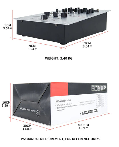 MX300 USB Professional DJ Player Mixer With EQ Scratch-proof DJ Mixer Console Replaceable Crossovers With Reverse