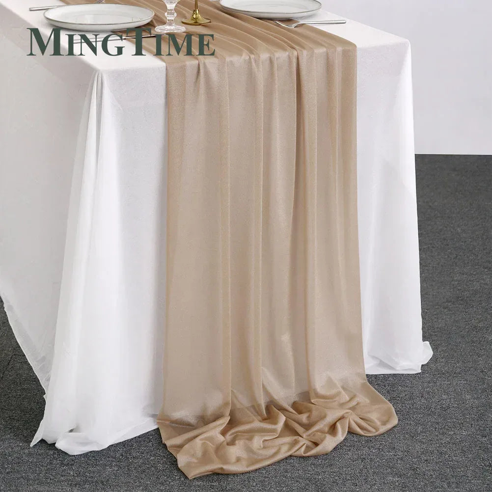 Sheer Chiffon Luxury Solid Colorful Table Runner Blue Rustic Boho Wedding Party Bridal Shower Birthday Home Christmas Decoration