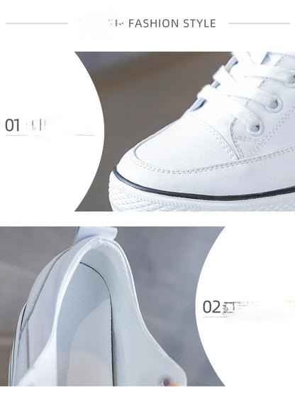 Fujin 10.5cm High Thick Heel Platform Flats Women Casual Shoes Genuine Leather Soft Quality Casual Shoe Sneakers White Black