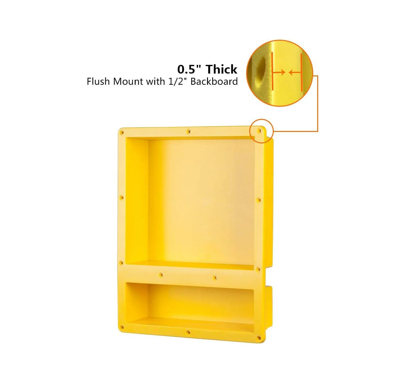 Modern Home Hotel Bathroom 16"x20" OEM Custom ABS Waterproof Recessed Double Compartment Tile-in Shower Storage Niche