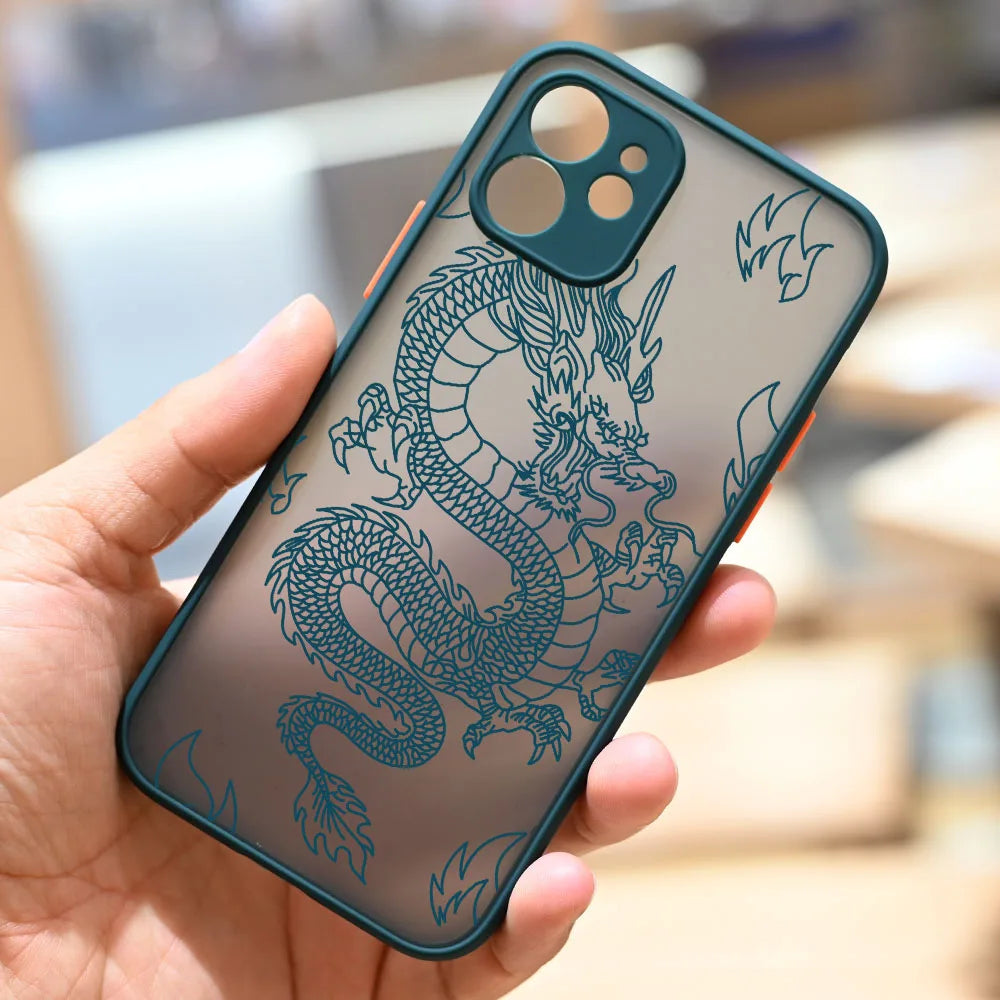 Fashion Purple Dragon Animal Pattern Phone Case For iPhone 16 15 14 13 12 11 Pro Max Mini SE 7 8 Plus Cover Glossy Hard Coque