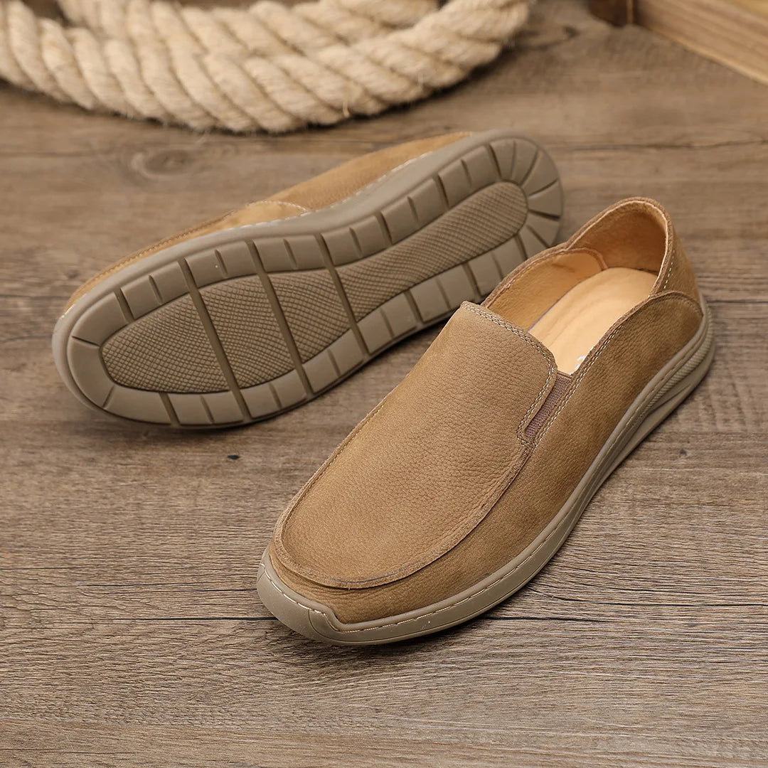 Suede Slip-On Boat Shoes Round Toe EVA Outsole Breathable Spring Men's Casual Shoes