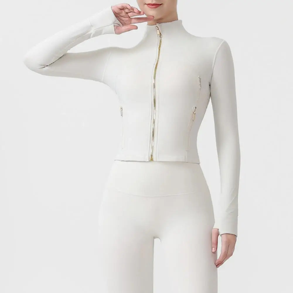 USA Oversea Warehouse Thermal Yoga Jacket Women Fleece Lined Workout Top Cold Weather Running Sportswear Outdoor Fitness Gear