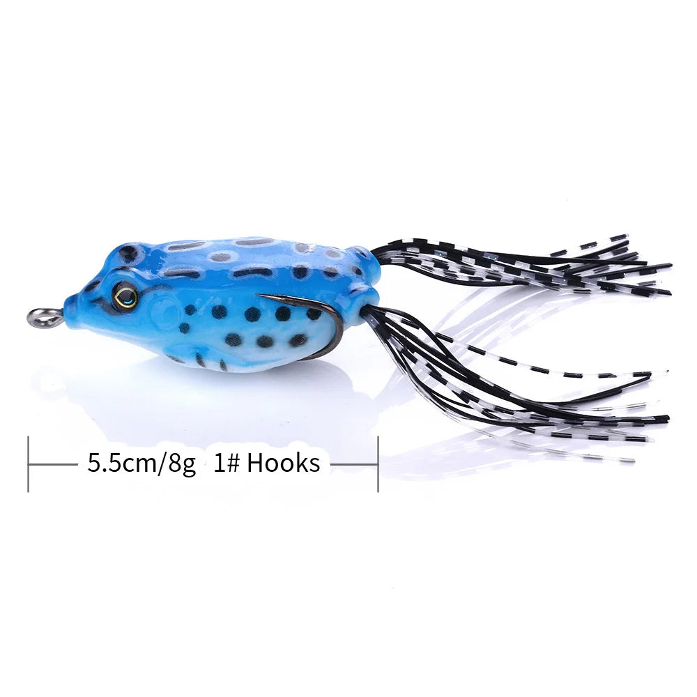 5pcs/set Plastic Frog Fishing Lures 55mm 8g Bass Soft Frog Bait Octopus Skirts Japan Bait Hook