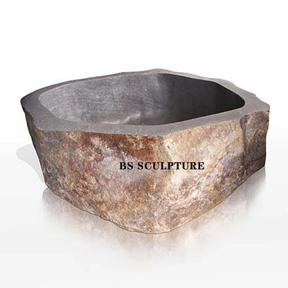 Outdoor Decoration Natural River Brown Stone Bathtub for Sale