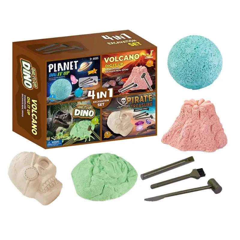 4-in-1 Comprehensive Excavation Tool Set Dinosaur Skeleton Toy Stellar Shaped Early Education Nature Exploration Kids CHINA