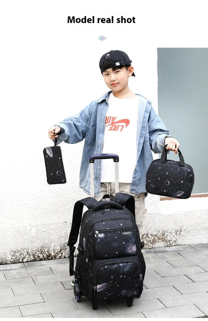 Japanese Korean Student Backpack Large Capacity Multi-Layer Breathable Design Waterproof Stylish Trolley for Stair Climbing