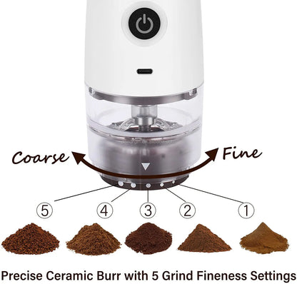 USB Rechargeable  Grinder Electric Portable Coffee Bean Grinder Grind Settings Espresso Drip Conical Burr Coffee Grinder