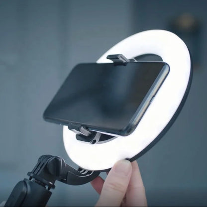 Q07 Selfie Stick Tripod with 6 Inch 3 Color Temperature Ring Light 798mm Foldable for Video Vlog