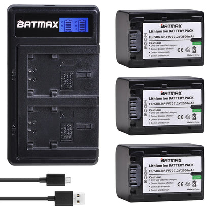 2500mAh NP-FV70 NP FV70 Battery + LCD Dual USB Charger for Sony NP-FV70 NP-FV90 NP-FV100 FV120 HDR-SR68 DCR-SX85 DCR-S