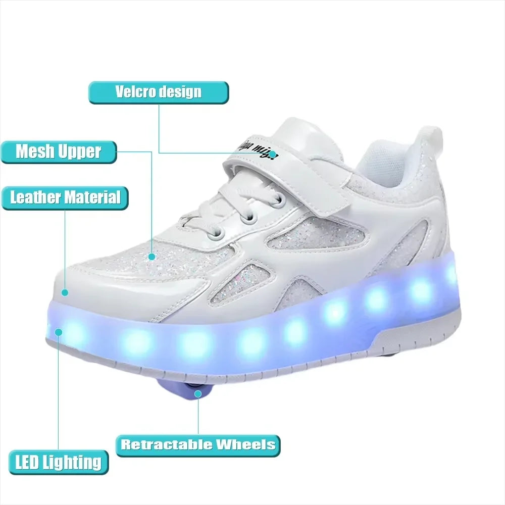 Children's Inline Roller Skates 2-Wheel Removable PU Wheels ABEC-7 Bearings Durable Lightweight