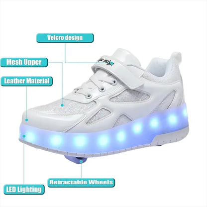 Children's Inline Roller Skates 2-Wheel Removable PU Wheels ABEC-7 Bearings Durable Lightweight