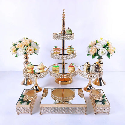 Wholesale Luxury Iron Cake Stands Set Gold Wedding Favor Cookware Tool for Kitchen Metal Cupcake Buffet Display Dessert Stand