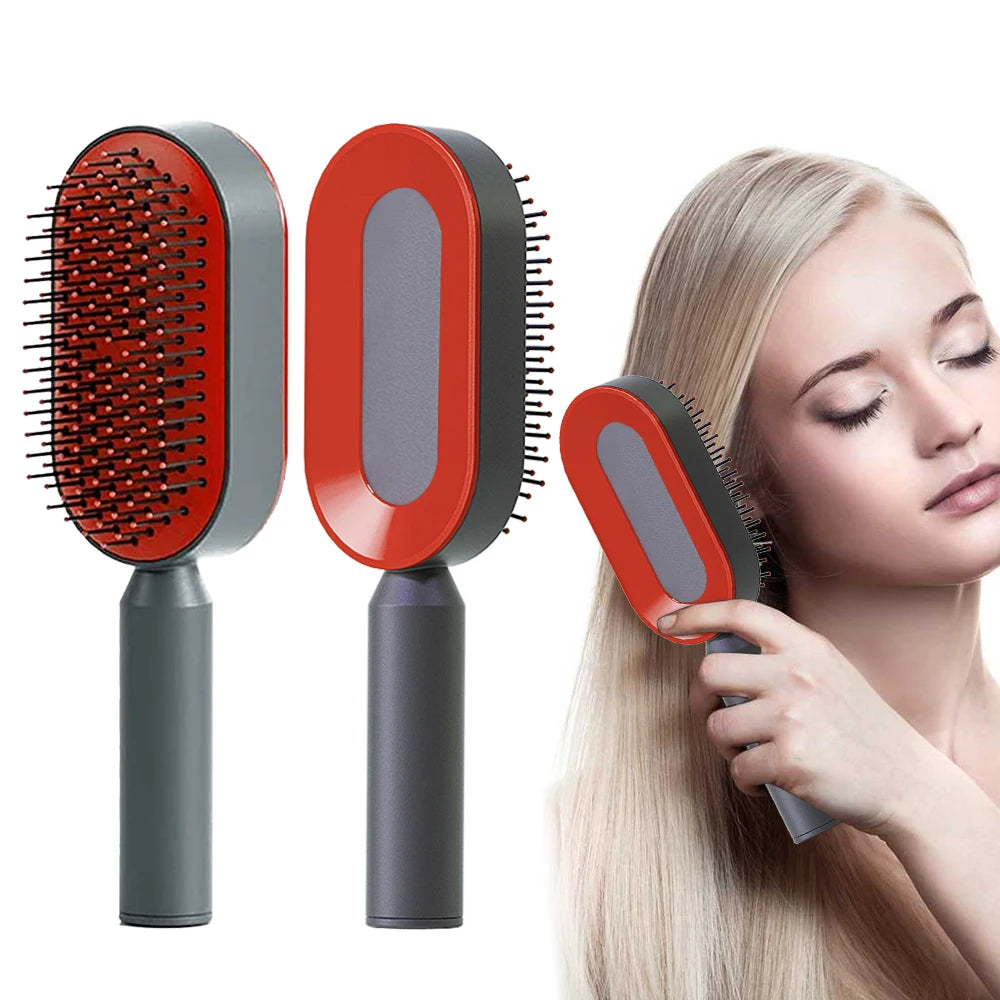 3D Air Cushion Massager Brush Self-Cleaning Ionic Hair Straightener Comb for Women Made of Durable Nylon