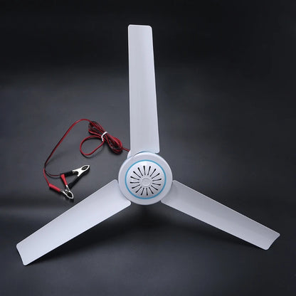 12V Mute Ceiling Fan 19.6inch Silent Camping Tent Hanging Fan without Switch 230cm Cable for Outdoor Hiking Bed Home Picnic