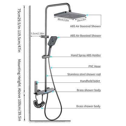 With Brass Piano Keys 4 Mode Faucet and Shower Rod Extension for Hotel, Home Bathrooms.stainless Faucet 12 Inch Shower Head