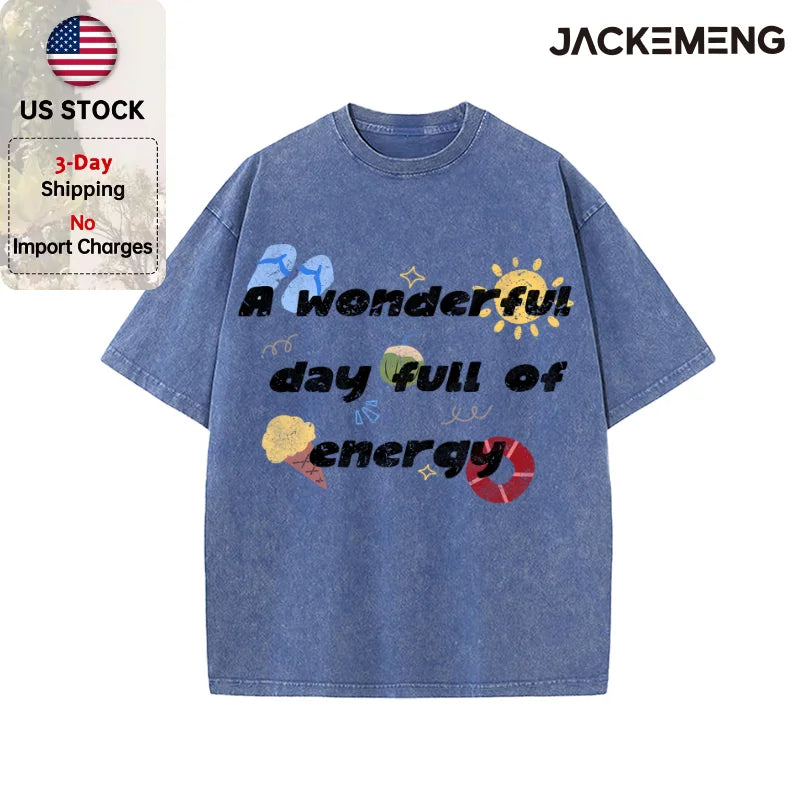 Oversized Vintage Retro Beach Cartoon Streetwear Print Tshirt USA Stock Wholesale Y2K Casual Tee