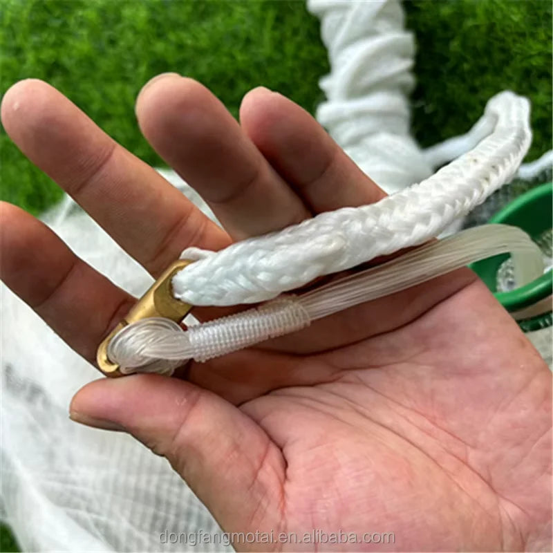 Professional Commercial 12 Feet 3/8 Inches SQ 1.5 Pounds/foot Cast Net for Fishing Crab Shrimp Made of Durable Nylon Double Knot