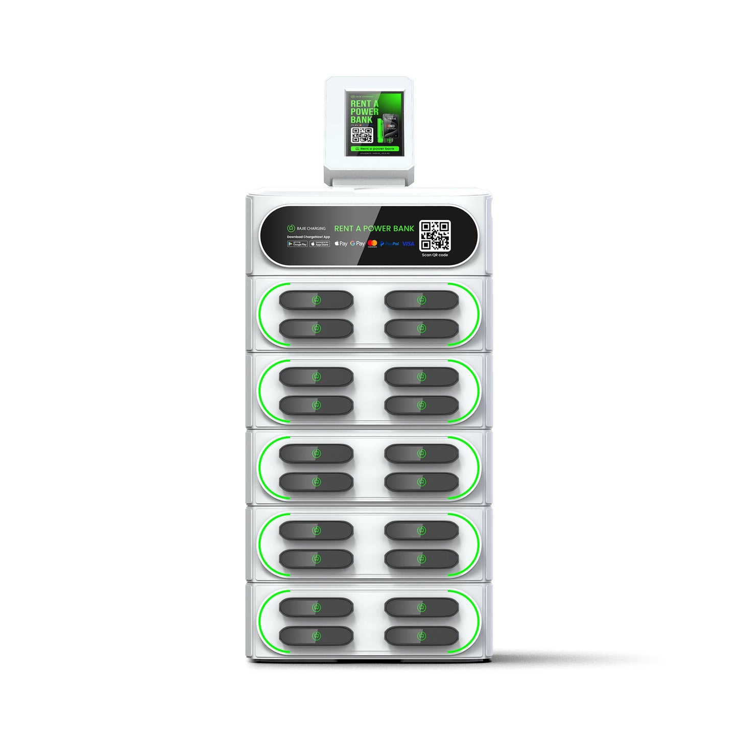 Phone Charging Shared Power Bank Station with Pos Hire Powerbank Rental 20 Slots Stack Power Bank Vending Machines