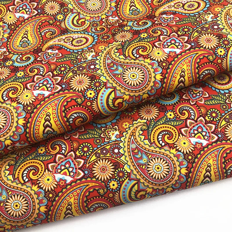 Hot Sale Precut 3yards /PCS  Paisley Printed Fabric Polyester Cotton Blended for  DIY Sewing Projects Sale by 3yards