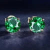 Classic Rhodium Plated S925 Sterling Silver Stock Earrings Luxury Round VVS Moissanite Lab Grown Diamond Women Stud Earrings