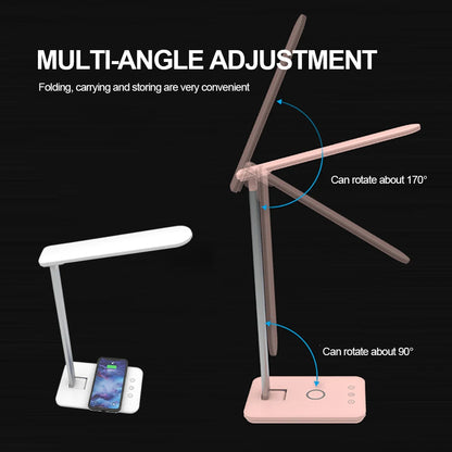 2021 New Style Hot Sell  Foldable  LED Light Touch Adjustment Bedside Light Suitable for All Smartphones Wireless Charge Lamp