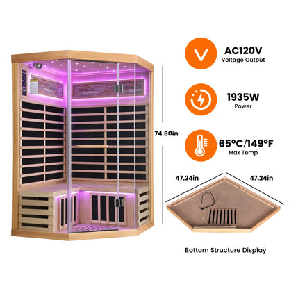 Indoor Wooden Infrared Double Sauna Room Cabin House